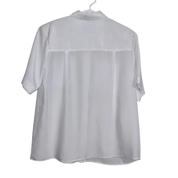 ShipN Shore White Button-Down Short Sleeve Blouse With Front Pockets Size 16W - Picture 4 of 6